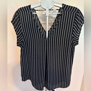 Halogen Boxy Black and White Cap Sleeve Blouse